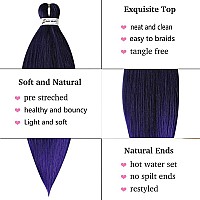 MSBELLE 26inch Pre Stretched Braiding Hair 6 Packs/lot Prestretched Braiding Hair Extensions 100g/Pack Pre Streteched Ombre Hot Water Setting Braids Hair Black to Purple(26inch Black to Purple)