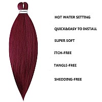 MSBELLE 6 Packs/Lot Pre Stretched Braiding Hair Crochet Braid Hair 26 Inch Hot Water Setting Synthetic Fiber Burgundy Braiding Hair Extensions 100g/Pack(26 INCH,900#)