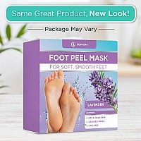 DERMORA Foot Peel Mask - 2 Pack of Regular Size Exfoliating Foot Masks for Dry, Cracked Feet, Callus, Dead Skin Remover - Feet Peeling Mask for baby soft feet, French Lavender Scent