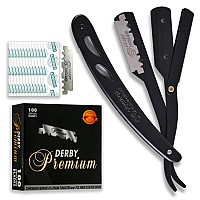 Straight Edge Razor With 100 Single Derby Straight Razor Bladesbarber Straight Razorclose Shaving Manual Shaverdisposable Str