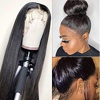 Sdamey HD Transparent 360 Lace Front Wigs Human Hair Pre Plucked with Baby Hair Glueless 180% Density 10A Brazilian Virgin Full Lace Frontal Human Hair Wigs for Black Women Natural Color(18 Inch 360 Straight Wig)