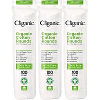 Cliganic Organic Cotton Rounds (300 Count) Makeup Remover Pads, Hypoallergenic, Lint-Free 100% Pure Cotton