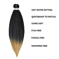 MSBELLE Pre Stretched Braiding Hair 26 Inch Ombre Braiding Hair Extensions 6 Packs/Lot Hot Water Setting Crochet Synthetic Braid Hair Black to Blonde(t1b/27#)