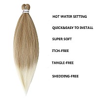 MSBELLE Braiding Hair Pre Stretched 6Packs/Lot Crochet Braids Hair 26 Inch Hot Water Setting 100g/Pack Ombre Braiding Hair Synthetic Fiber Braiding Hair Extensions(26Inch,Light Brown to 613)