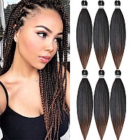 MSBELLE 6 Packs/Lot Pre Stretched Braiding Hair 26 Inch Ombre Braiding Hair Pre Stretched Extensions Hot Water Setting Crochet Synthetic Braids Hair Black and Brown(t1b/30#)