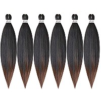 MSBELLE 6 Packs/Lot Pre Stretched Braiding Hair 26 Inch Ombre Braiding Hair Pre Stretched Extensions Hot Water Setting Crochet Synthetic Braids Hair Black and Brown(t1b/30#)