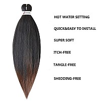 MSBELLE 6 Packs/Lot Pre Stretched Braiding Hair 26 Inch Ombre Braiding Hair Pre Stretched Extensions Hot Water Setting Crochet Synthetic Braids Hair Black and Brown(t1b/30#)