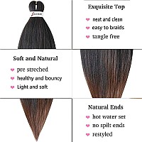 MSBELLE 6 Packs/Lot Pre Stretched Braiding Hair 26 Inch Ombre Braiding Hair Pre Stretched Extensions Hot Water Setting Crochet Synthetic Braids Hair Black and Brown(t1b/30#)