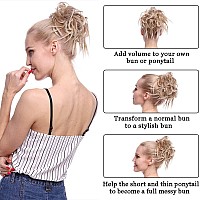 Hairro Messy Bun Hair Piece For Women Wavy Hair Scrunchies Hair Bun Hairpiece Fluffy Tousled Updo Scrunchie Chignon Wrap On Scru