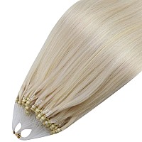 Moresoo Microlink Hair Extensions Real Human Hair Blonde Micro Link Hair Extensions Platinum Blonde Microbead Hair Extensions Hu