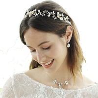 Bridal Hair Vines Crystal Pearls Flower Wedding Hair Accessories Evening Party Tiara Headpiece For Bridesmaid and Flower Girls