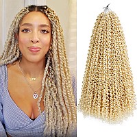 7 Packs Passion Twist Hair 18 Inch Water Wave Synthetic Braids for Passion Twist Crochet Braiding Hair Goddess Locs Long Bohemian Locs Hair (22Strands/Pack, 613#)