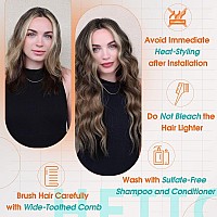 Hetto Sew in Hair Weft Extensions Human Hair #2/8 Ash Brown Highlighted Weft Hair Extensions Sew in Human Hair 18 Inch 100g Brazilian Hand Tied Human Hair Weft