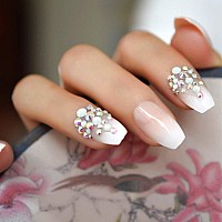 Coolnail Fashion Solid Color Apple Green Color Ballerina Coffin Uv False Nails Flat Hand Finger Fake Nails Press On Summer Wear