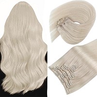 Sunny Clip In Hair Extensions Blonde Clip In Human Hair Extensions Platinum Blonde Clip In Real Human Hair Extensions Double Wef