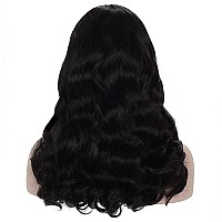 Morvally 50S Vintage Medium Length Black Wigs With Bangs Natural Wavy Synthetic Hair Wig For Women Cosplay Halloween