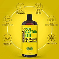 Pure Cold Pressed Castor Oil - Big 32 Fl Oz Bottle - Unrefined & Hexane Free - 100% Pure Castor Oil For Hair Growth, Thicker Eyelashes & Eyebrows, Dry Skin, Healing, Hair Care, Joint And Muscle Pain