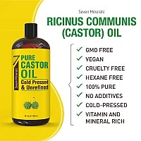 Pure Cold Pressed Castor Oil - Big 32 Fl Oz Bottle - Unrefined & Hexane Free - 100% Pure Castor Oil For Hair Growth, Thicker Eyelashes & Eyebrows, Dry Skin, Healing, Hair Care, Joint And Muscle Pain