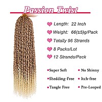 Leeven 8 Packs Pretwisted Passion Twists Synthetic Crochet Hair Extensions 12 Rootspack 22 Inch Ombre Crochet Passion Twist Br