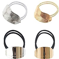 8 Pack Metal Leaf Hair Band Rope Elastic Hair Ties Hair Cuff Wrap Ponytail Holder