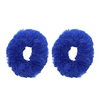 Small Fuzzy Fur Scrunchies Furry Pony Holder Set Of 2 Royal