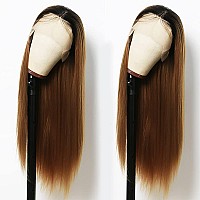 Andria Lace Front Wigs Straight Hair Glueless Lace Wigs Synthetic Long Silk Straight Natural Wig Heat Resistant Fiber Dark Root