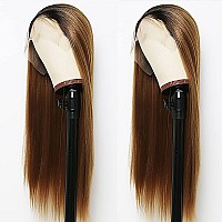 Andria Lace Front Wigs Straight Hair Glueless Lace Wigs Synthetic Long Silk Straight Natural Wig Heat Resistant Fiber Dark Root