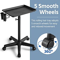 Yaheetech Rolling Salon Tray Aluminum Trolley Cart Equipment On Wheels Adjustable Height Mobile Beauty Salon Spa Stools Serv