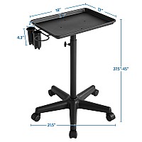 Yaheetech Rolling Salon Tray Aluminum Trolley Cart Equipment On Wheels Adjustable Height Mobile Beauty Salon Spa Stools Serv