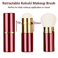 Falliny Retractable Kabuki Makeup Brush, Travel Face Blush Brush, Portable Powder Foundation Sunscreen Brush With Cover For Blush, Bronzer, Buffing, Flawless Powder Cosmetics