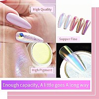 Prettydiva Aurora Nail Powder Solid Iridescent Powders Aurora Chrome Nail Powder Holographic Nails Powder Aurora Pigment For