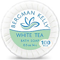 BERGMAN KELLY Hotel Soap Bars (White Tea, 0.5 oz, 100 PK), Travel Size Luxury Bulk Amenities Bar Soap, Mini Individually Wrapped Round Soap, Small Toiletries for Airbnb, Motel, Guest Bathroom