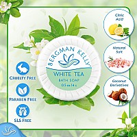 BERGMAN KELLY Hotel Soap Bars (White Tea, 0.5 oz, 100 PK), Travel Size Luxury Bulk Amenities Bar Soap, Mini Individually Wrapped Round Soap, Small Toiletries for Airbnb, Motel, Guest Bathroom