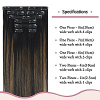 Huayi Clip In Human Hair Extensions Ombre Natural Black To Chestnut Brown Highlight Black 120G Thicken Double Weft Brazilian Hai