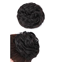 Rose Bud Messy Bun Hair Pieces For Women Hair Bun Extension Updo Curly Messy Bun Scrunchie Natural Black In Dark Auburn