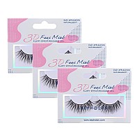 Bepholan 3 Pairs False Eyelashes Synthetic Fiber Material 3D Faux Mink Lashes Natural Round Look Reusable 100 Handmade Cr