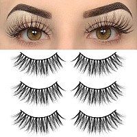 Bepholan 3 Pairs False Eyelashes Synthetic Fiber Material 3D Faux Mink Lashes Natural Round Look Reusable 100 Handmade Cr