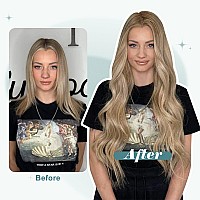 Full Shine Clip In Human Hair Extensions Ombre Light Brown To Butter Blonde Mix Platinum Blonde Balayage Real Human Hair Clip In