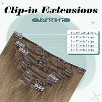 Full Shine Clip In Human Hair Extensions Ombre Light Brown To Butter Blonde Mix Platinum Blonde Balayage Real Human Hair Clip In