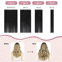 Huayi Black Clip In Hair Extensions Real Human Hair 22 Inch 120G 7Pcs Natural Black Hair Extensions Clip In Human Hair Remy Hai