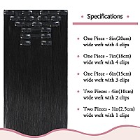 Huayi Black Clip In Hair Extensions Real Human Hair 22 Inch 120G 7Pcs Natural Black Hair Extensions Clip In Human Hair Remy Hai