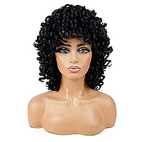 AIDUSA Short Loose Curly Wigs for Black Women Afro Wig for Black Women Curly Wig for Women Synthetic Wigs for Women Fluffy Natural Wigs Half Wigs Soft Hair Black Wigs (#1B Natural Black)