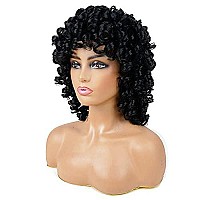 AIDUSA Short Loose Curly Wigs for Black Women Afro Wig for Black Women Curly Wig for Women Synthetic Wigs for Women Fluffy Natural Wigs Half Wigs Soft Hair Black Wigs (#1B Natural Black)