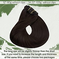 Hetto Brown Human Hair Clip In Extensions 2 Darkest Brown Clip In Hair Extensions Remy Hair Extensions Clip In Human Hair 18 In