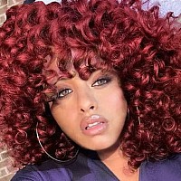 AIDUSA Short Loose Curly Wigs Red Curly Wig Afro Synthetic Wig Natural