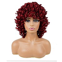 AIDUSA Short Loose Curly Wigs Red Curly Wig Afro Synthetic Wig Natural