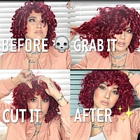 AIDUSA Short Loose Curly Wigs Red Curly Wig Afro Synthetic Wig Natural