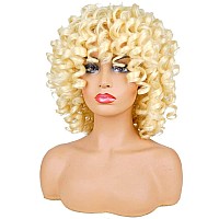 AIDUSA Short Loose Curly Wigs Big Curly Wigs for Black Women Afro Curly Wigs with Bangs Synthetic Curly Hair Wig Natural Hair Wigs for Women Blonde Short Wigs for Black Women (#613 Blonde)