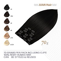 Clip in Hair Extensions 70G Jet Black 100% Remy Human Hair Clip in Extensions Silky Straight for Fashion Women 7pcs 16clips One Pack (20 Inch #1)