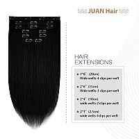 Clip in Hair Extensions 70G Jet Black 100% Remy Human Hair Clip in Extensions Silky Straight for Fashion Women 7pcs 16clips One Pack (20 Inch #1)